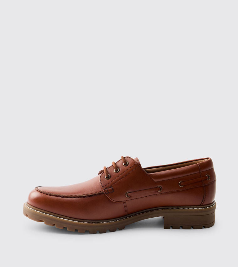 boohooMAN Solid PU Boat Shoes