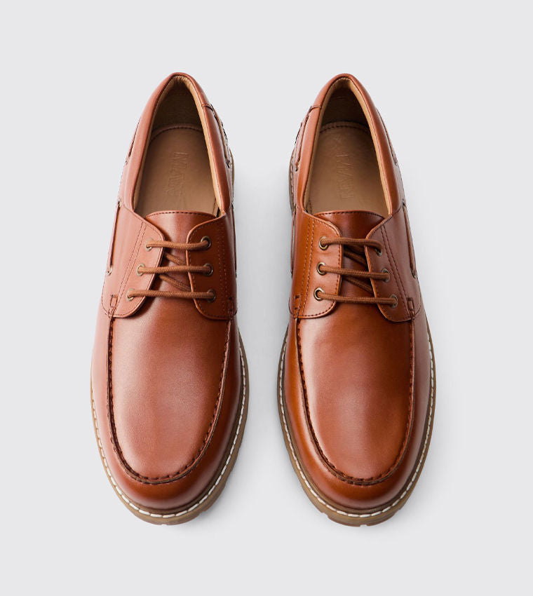 boohooMAN Solid PU Boat Shoes
