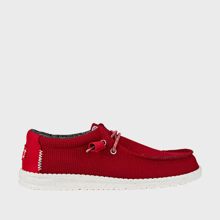 HEY DUDE Men Casual WALLY Sport Mesh Slip-On Shoes Red