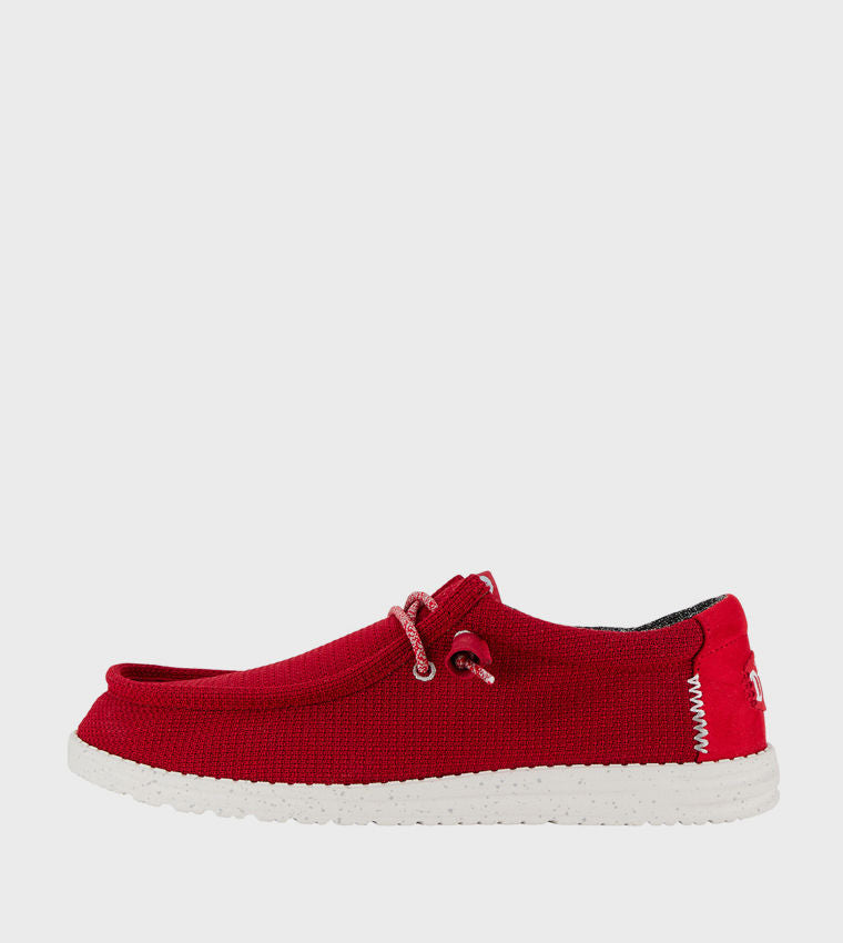 HEY DUDE Men Casual WALLY Sport Mesh Slip-On Shoes Red
