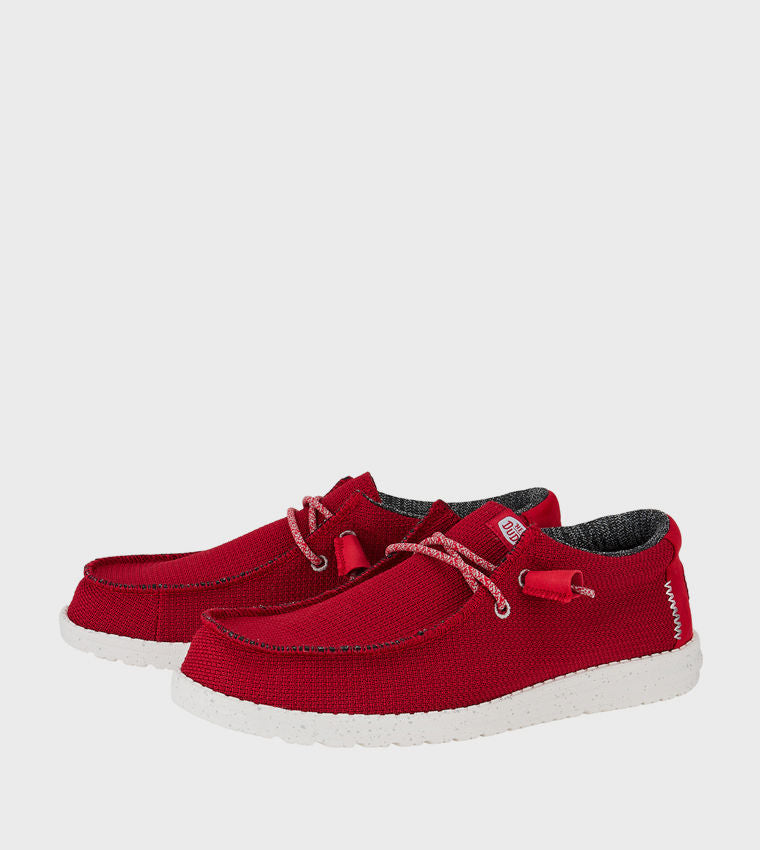 HEY DUDE Men Casual WALLY Sport Mesh Slip-On Shoes Red