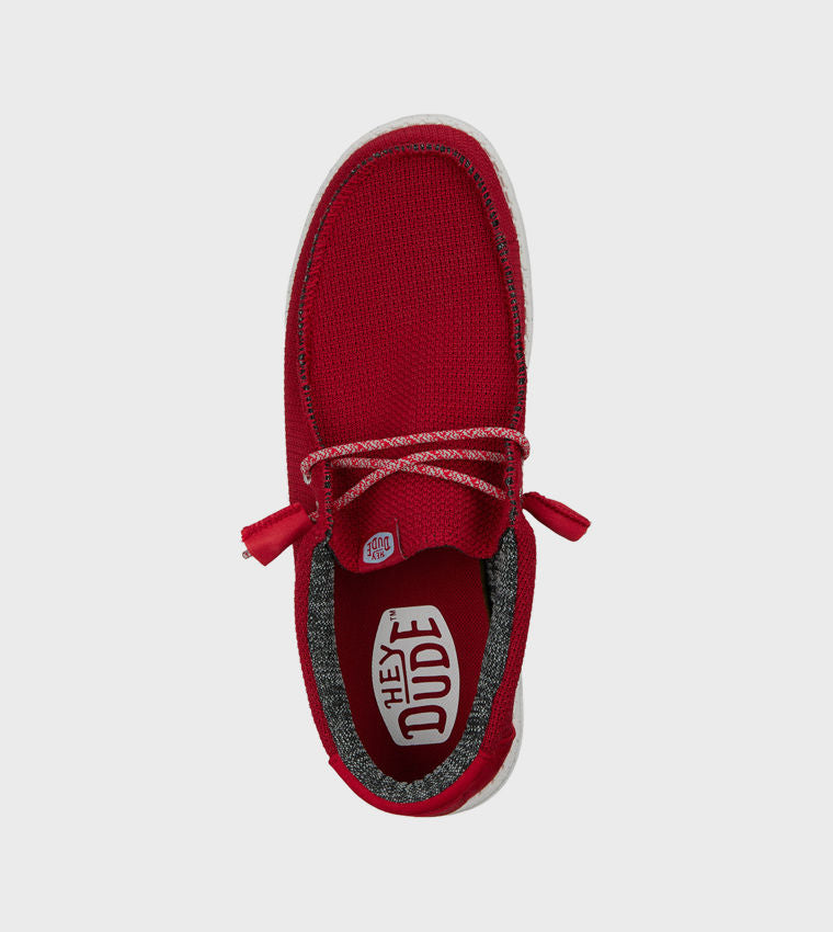 HEY DUDE Men Casual WALLY Sport Mesh Slip-On Shoes Red