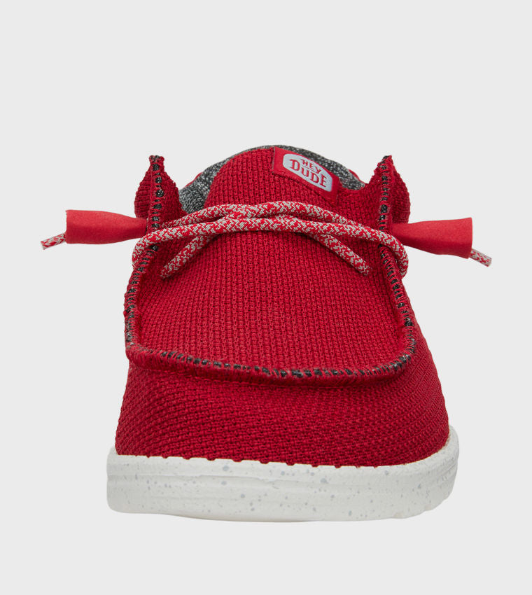 HEY DUDE Men Casual WALLY Sport Mesh Slip-On Shoes Red