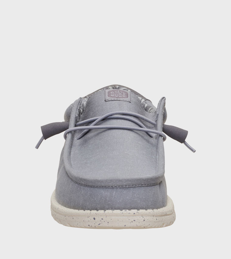 HEY DUDE Men Casual WALLY Stretch Canvas Slip-On Shoes Grey