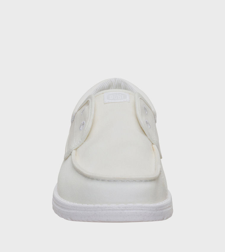 HEY DUDE Men Casual WALLY Stretch Canvas Slip-On Shoes White