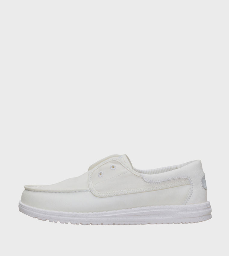 HEY DUDE Men Casual WALLY Stretch Canvas Slip-On Shoes White