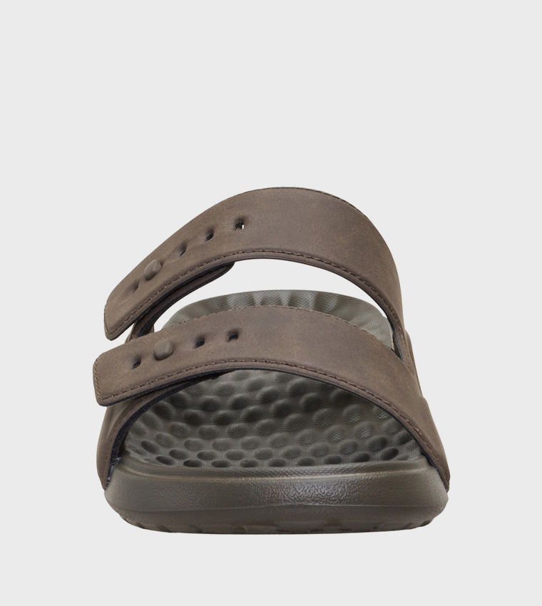 HEY DUDE Men Casual WAVE Classic Double Strap Comfort Sandals Brown