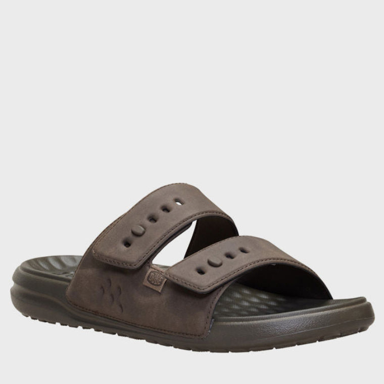 HEY DUDE Men Casual WAVE Classic Double Strap Comfort Sandals Brown