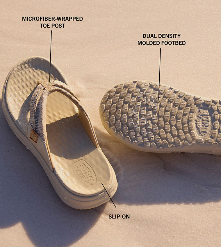 HEY DUDE Men Casual FINN Braided Flip-Flops Beige 45424_265