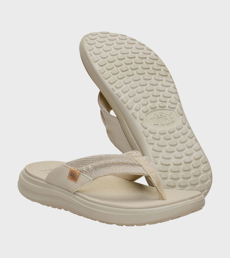 HEY DUDE Men Casual FINN Braided Flip-Flops Beige 45424_265
