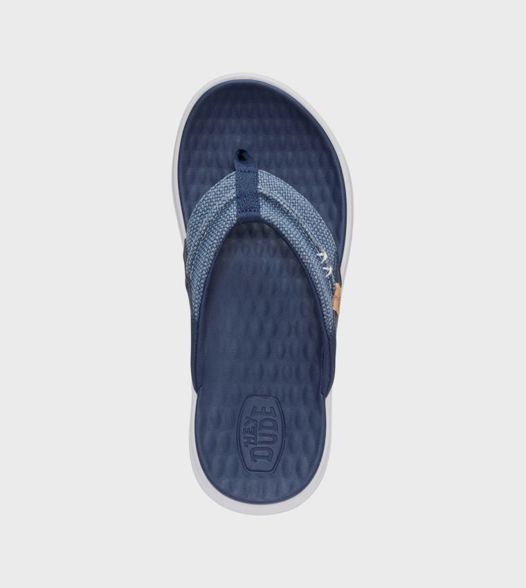 HEY DUDE Men Casual FINN Braided Flip-Flops Blue