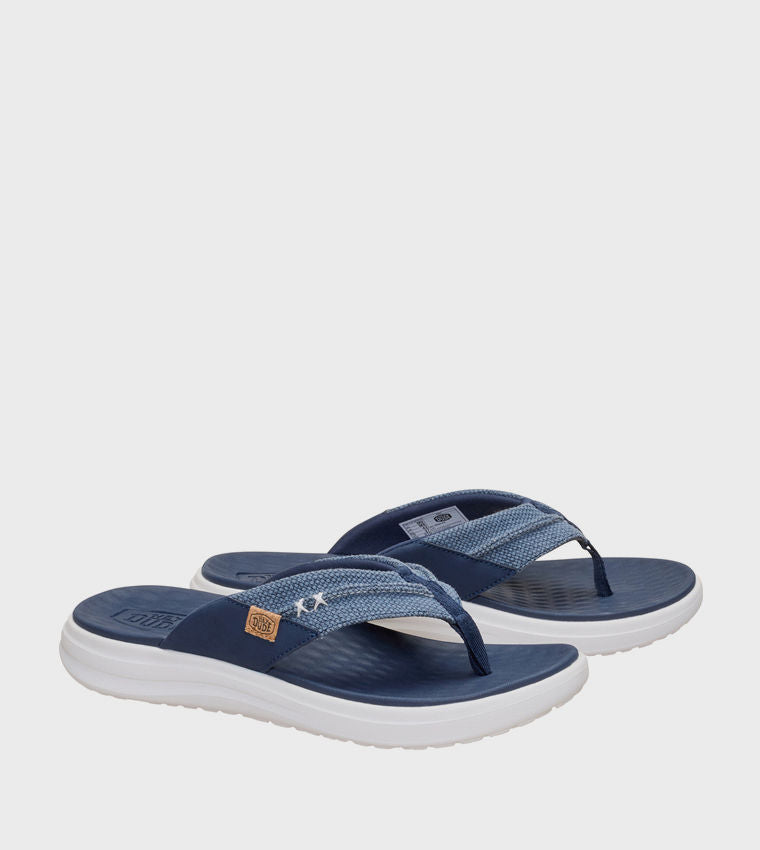 HEY DUDE Men Casual FINN Braided Flip-Flops Blue
