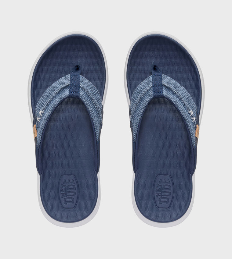 HEY DUDE Men Casual FINN Braided Flip-Flops Blue