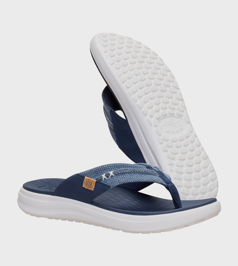 HEY DUDE Men Casual FINN Braided Flip-Flops Blue