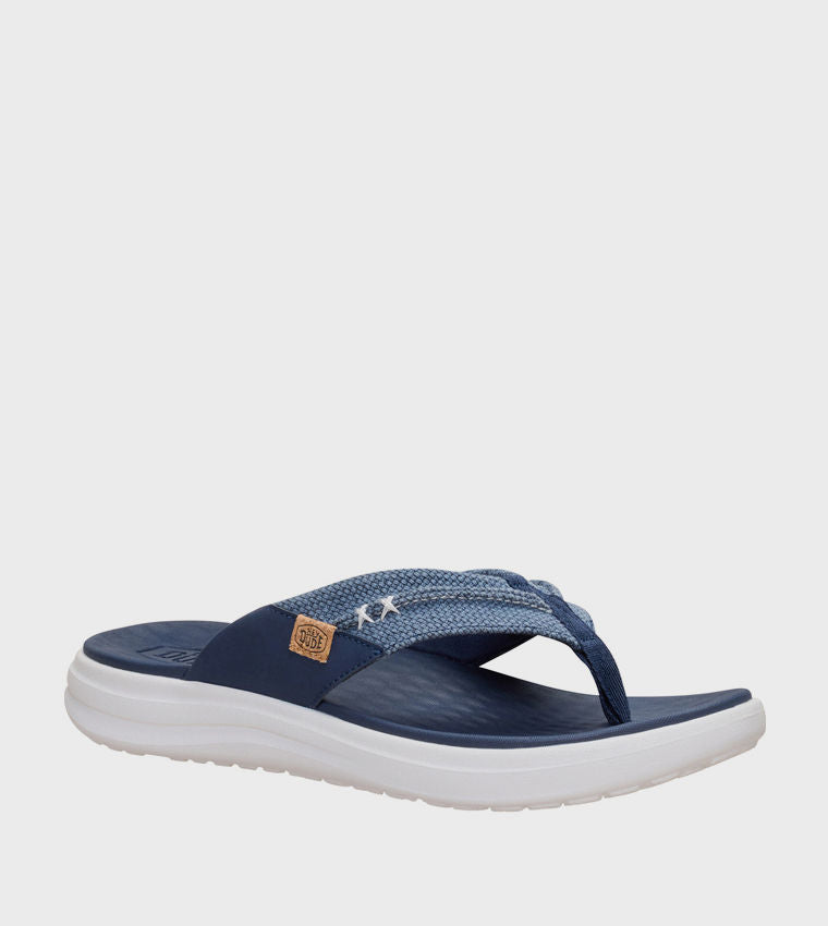 HEY DUDE Men Casual FINN Braided Flip-Flops Blue
