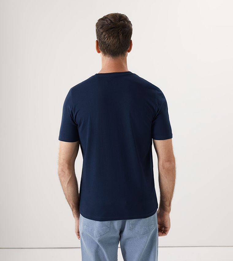 LC Waikiki Navy Printed Short Sleeve T-Shirt