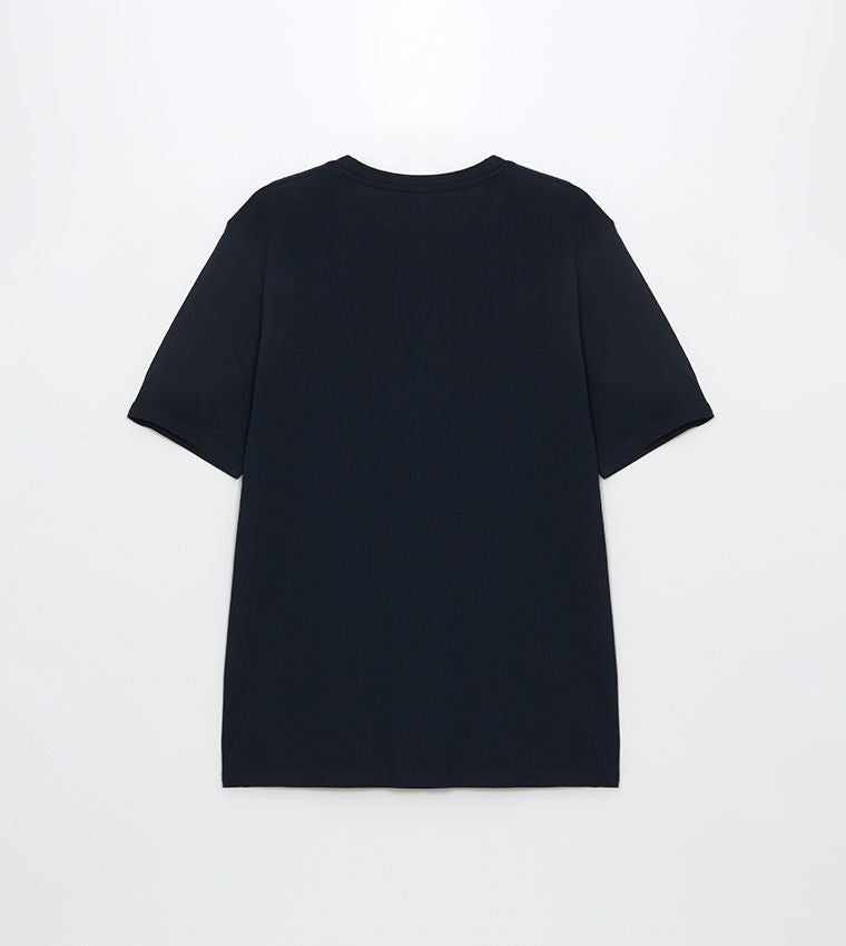 LC Waikiki Navy Printed Short Sleeve T-Shirt