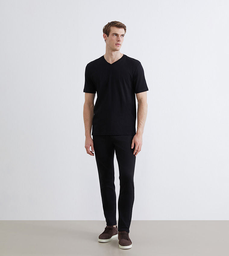 LC Waikiki Solid V-Neck T-Shirt Black