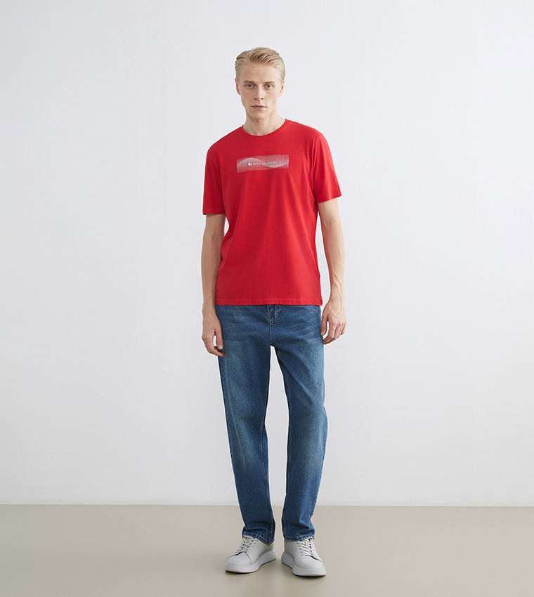 LC Waikiki Printed Crew Neck T-Shirt Red