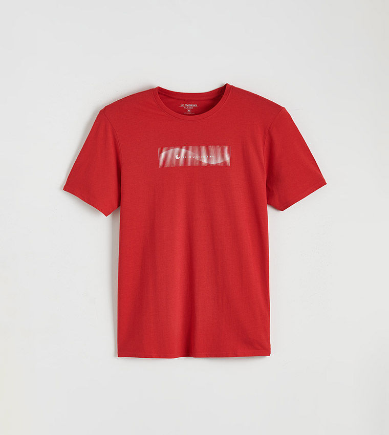 LC Waikiki Printed Crew Neck T-Shirt Red