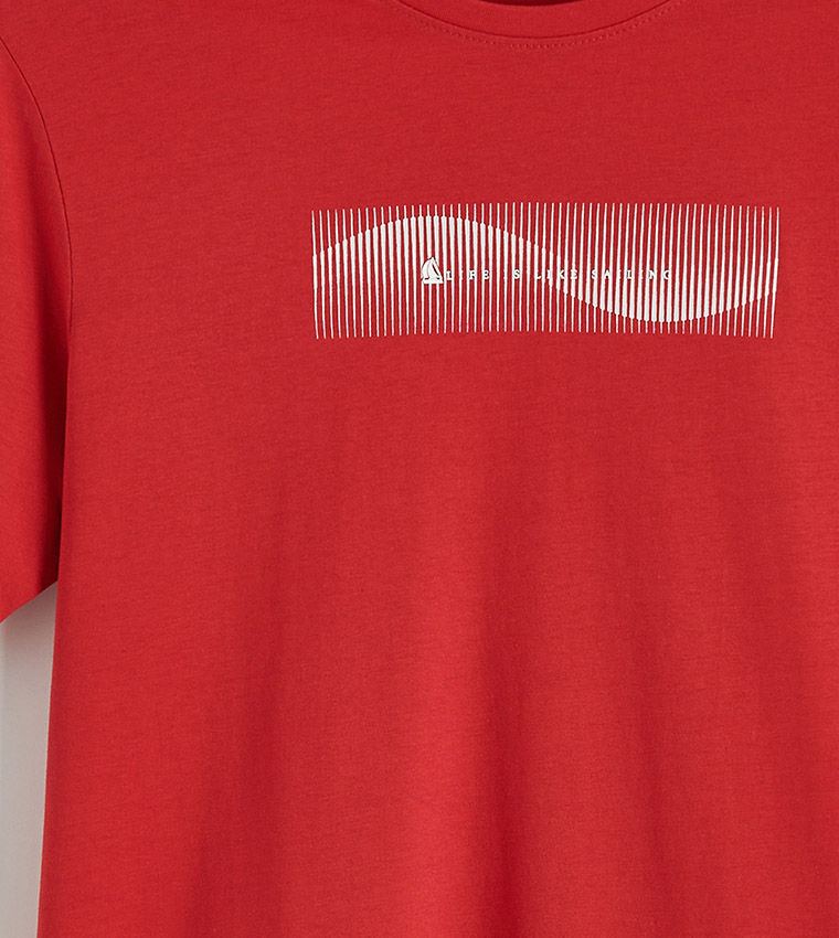 LC Waikiki Printed Crew Neck T-Shirt Red