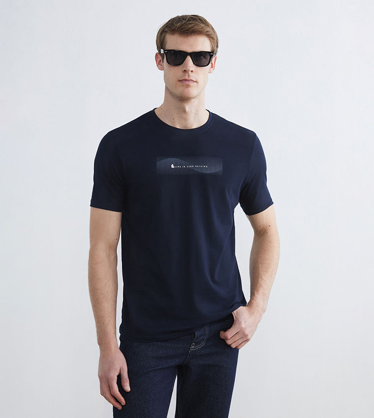 LC Waikiki Printed Crew Neck T-Shirt Navy