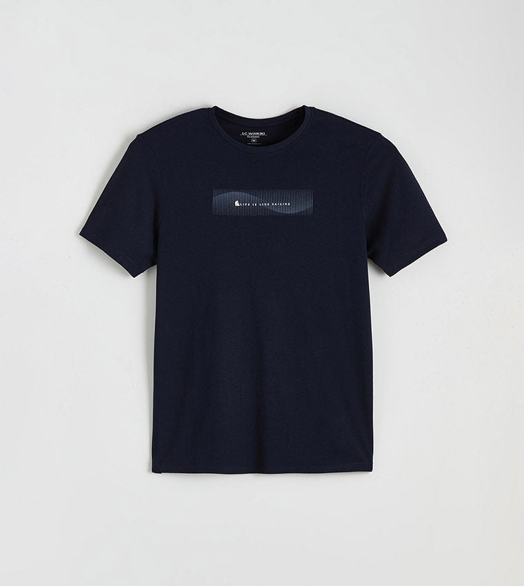 LC Waikiki Printed Crew Neck T-Shirt Navy