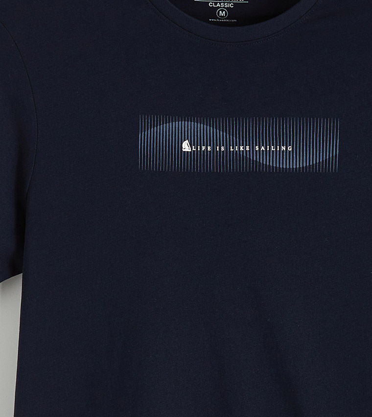 LC Waikiki Printed Crew Neck T-Shirt Navy