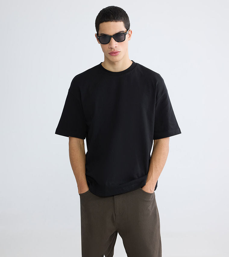 LC Waikiki Oversized Crew Neck T-Shirt Black