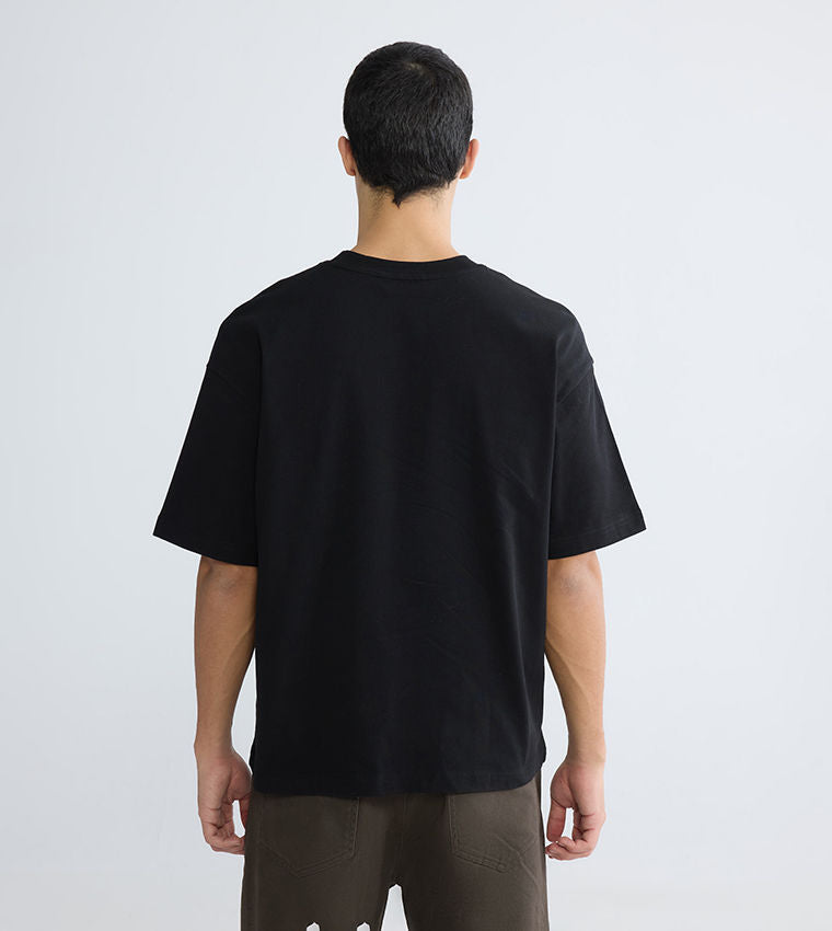 LC Waikiki Oversized Crew Neck T-Shirt Black