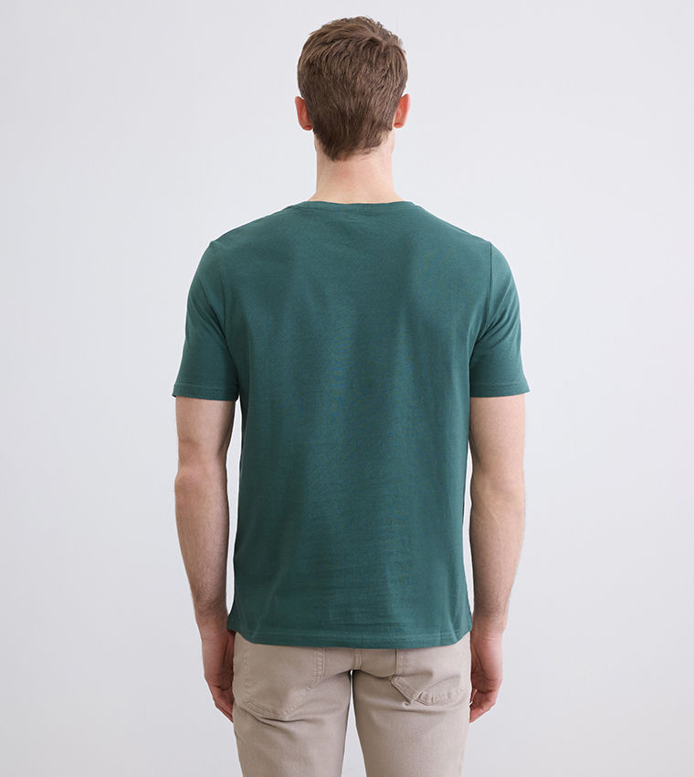 LC Waikiki Printed Crew Neck T-Shirt Dark Green