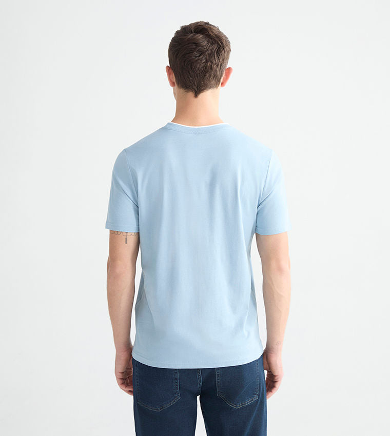LC Waikiki Blue Printed Short Sleeve T-Shirt