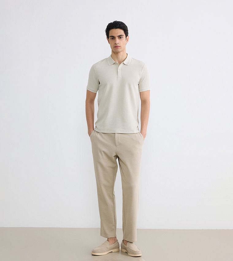 Textured Short Sleeves Polo T-Shirt