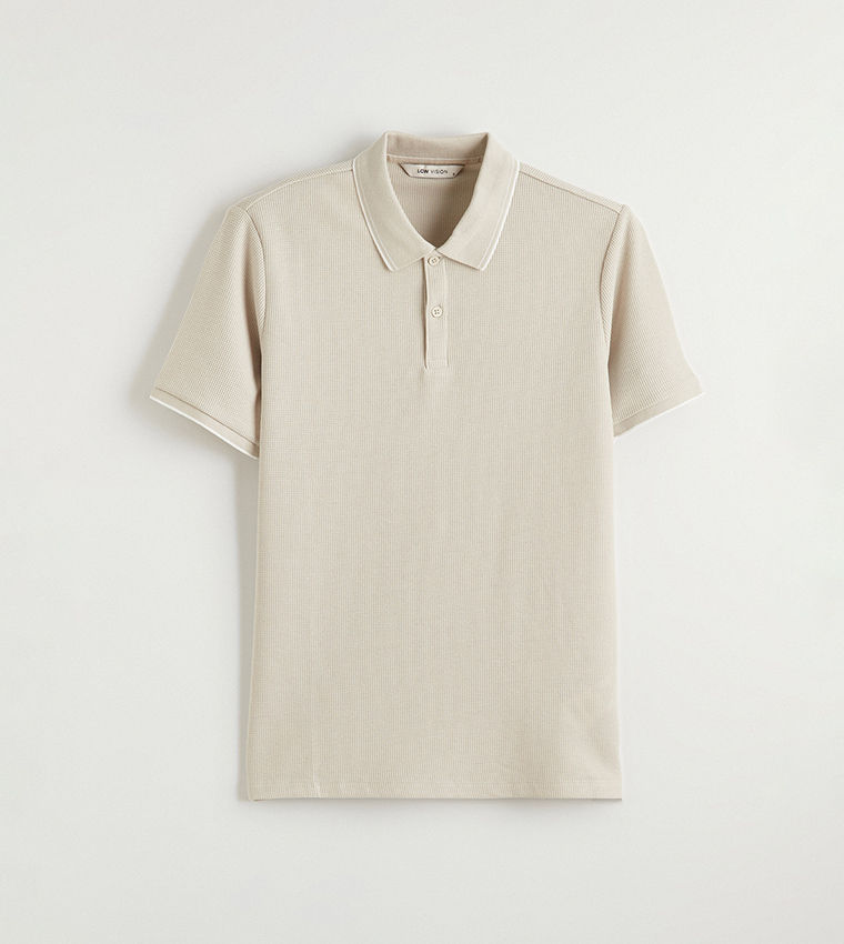 Textured Short Sleeves Polo T-Shirt