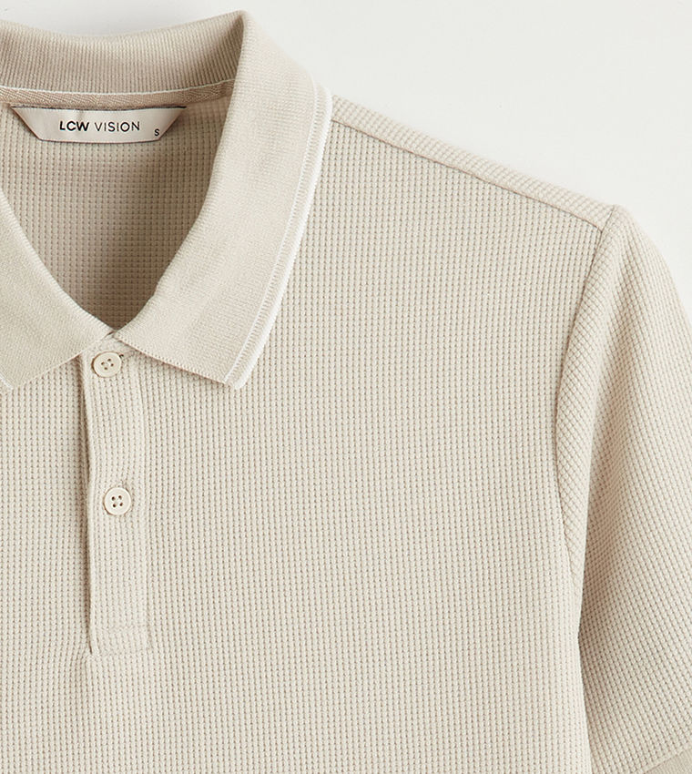 Textured Short Sleeves Polo T-Shirt