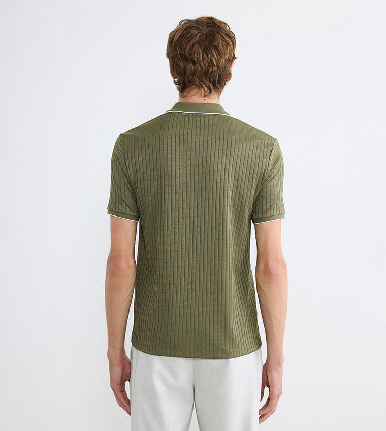 LC Waikiki Ribbed Polo T-Shirt Khaki