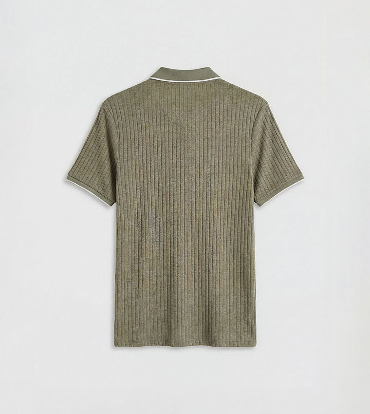 LC Waikiki Ribbed Polo T-Shirt Khaki