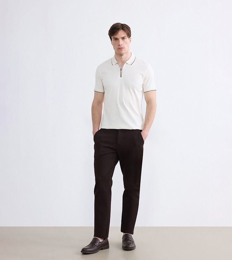LC Waikiki Men's Ribbed Polo T-Shirt White