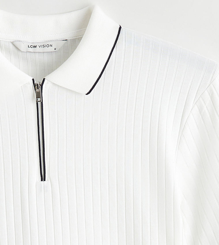 Ribbed Short Sleeves Polo T-Shirt