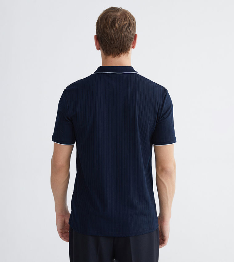 Ribbed Short Sleeves Polo T-Shirt