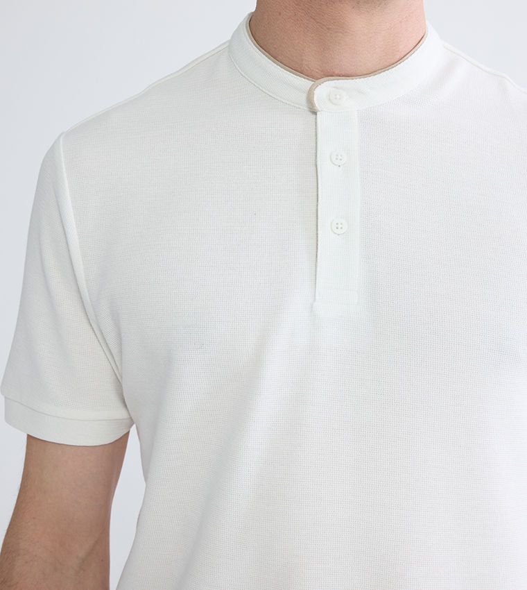 LC Waikiki Mandarin Collar T-Shirt Ecru