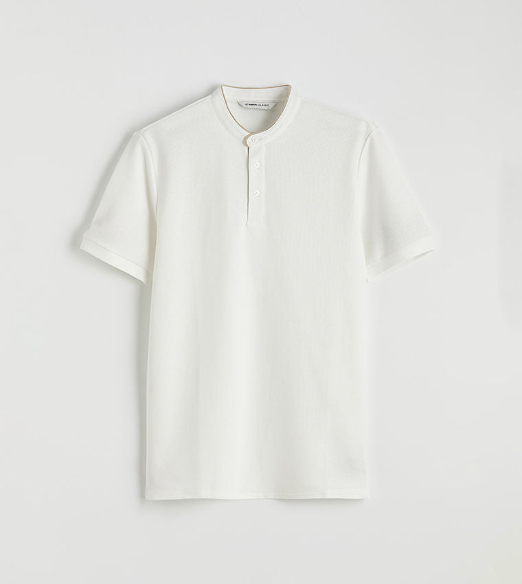 LC Waikiki Mandarin Collar T-Shirt Ecru