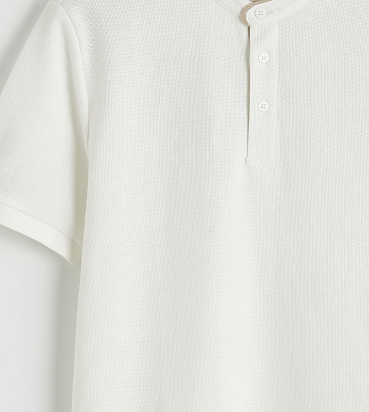 LC Waikiki Mandarin Collar T-Shirt Ecru
