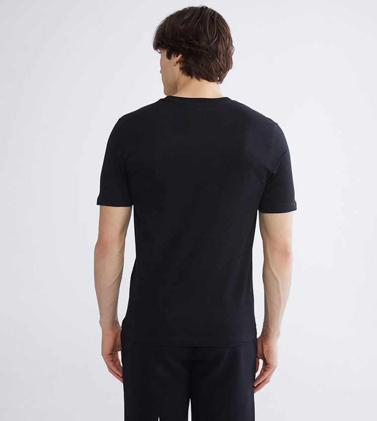 LC Waikiki Black Printed Short Sleeve T-Shirt