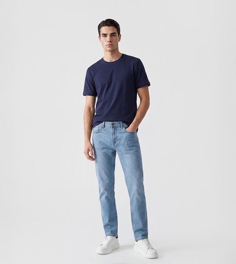 LC Waikiki Navy Solid Short Sleeve Crew Neck T-Shirt