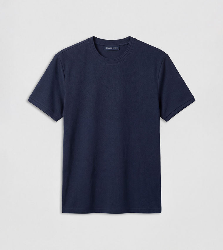 LC Waikiki Navy Solid Short Sleeve Crew Neck T-Shirt
