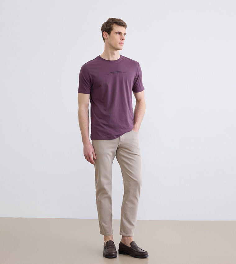 LC Waikiki Purple Printed Short Sleeve T-Shirt