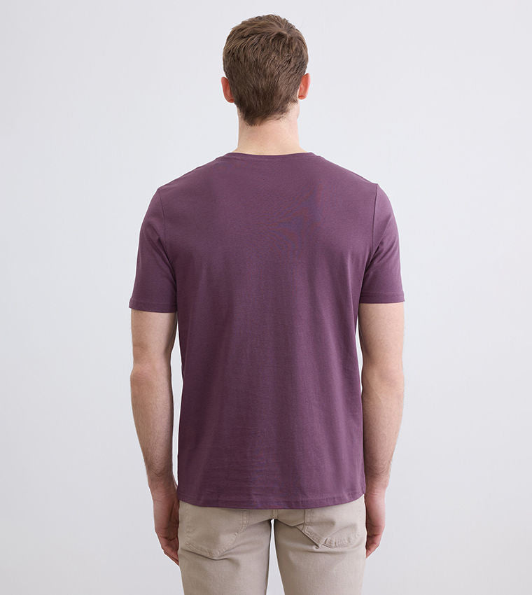 LC Waikiki Purple Printed Short Sleeve T-Shirt