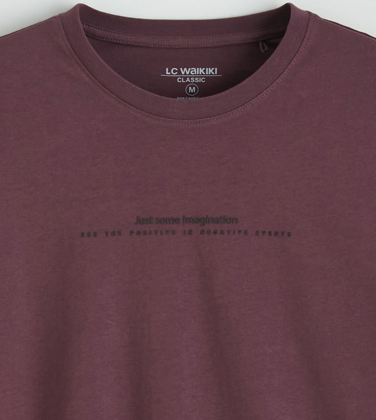 LC Waikiki Purple Printed Short Sleeve T-Shirt