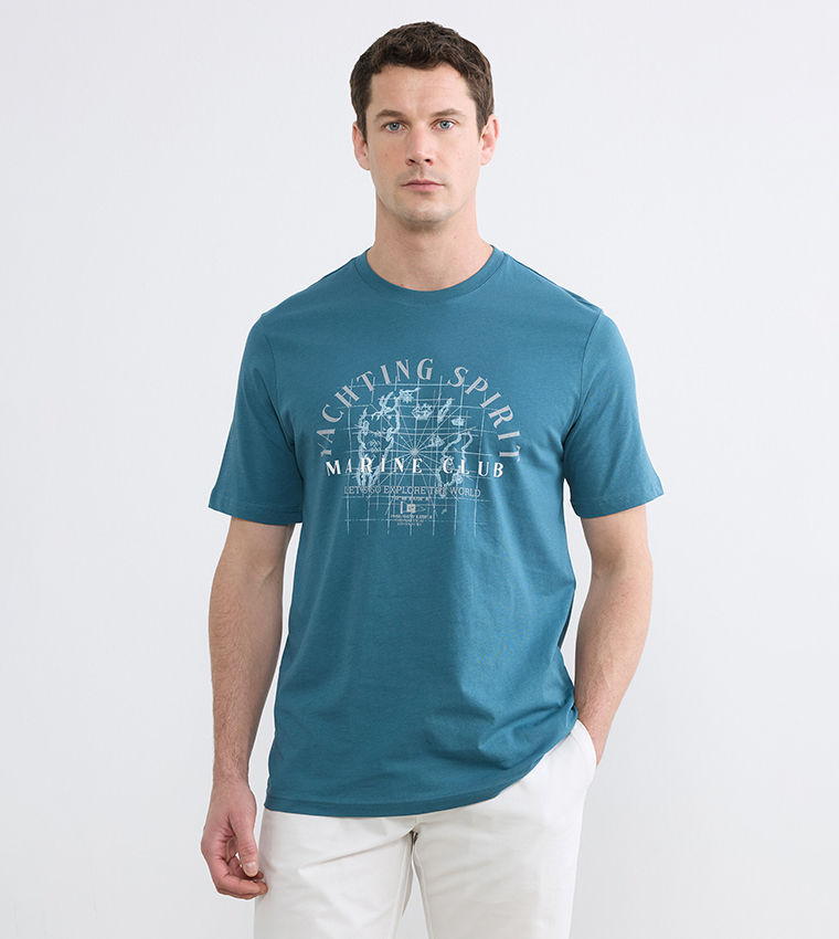 LC Waikiki Printed Short Sleeve Casual T-Shirt Blue